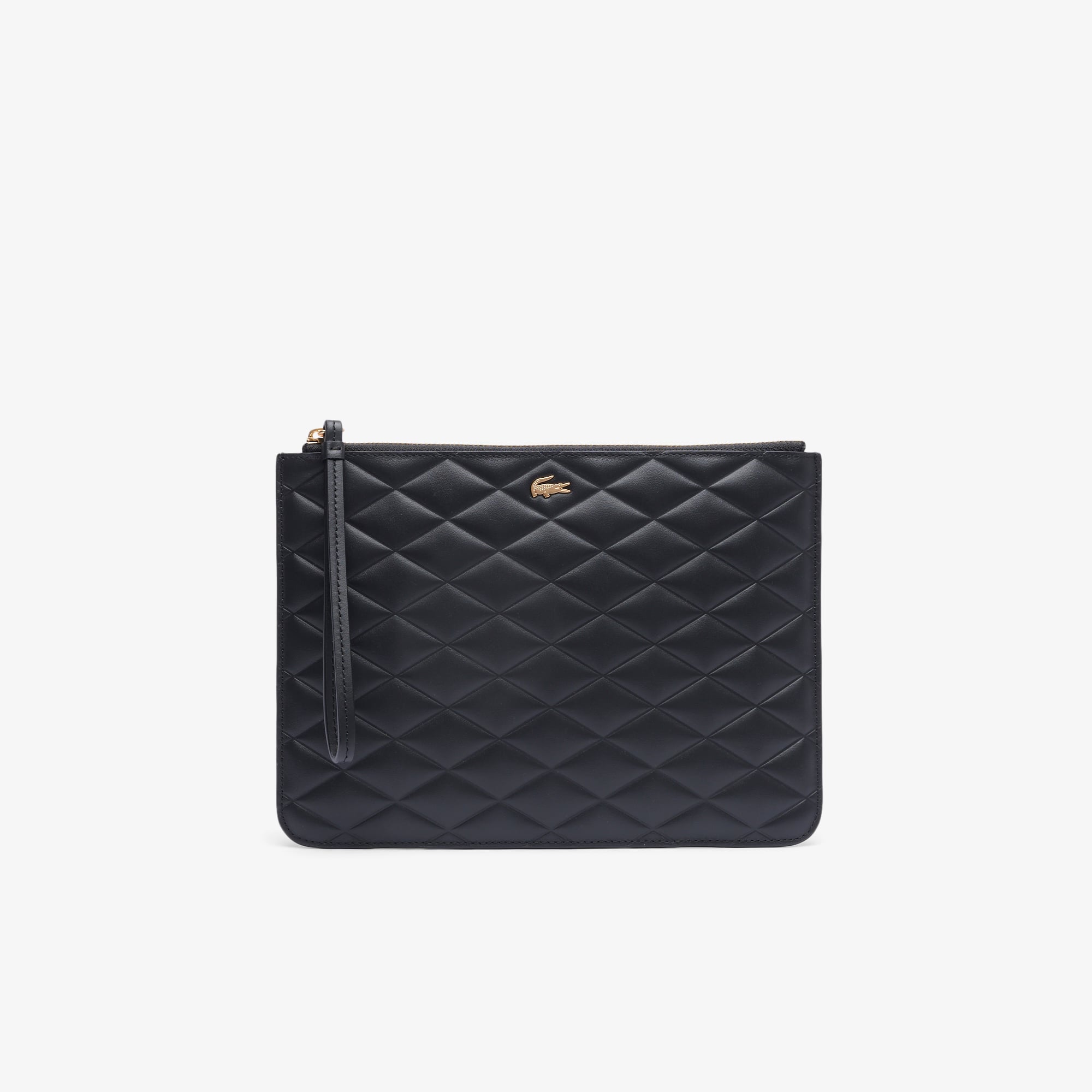 Lacoste Crocodelle Leather Clutch - One Size In Black
