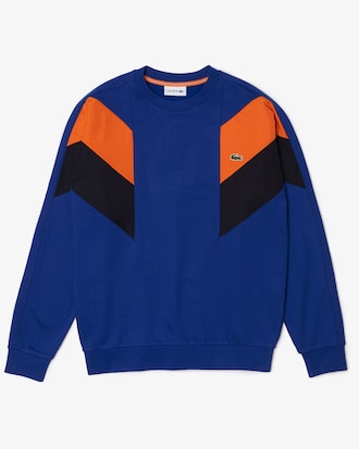 Sudadera de felpa de algodón con diseño de bloques de color y cuello redondo para hombre