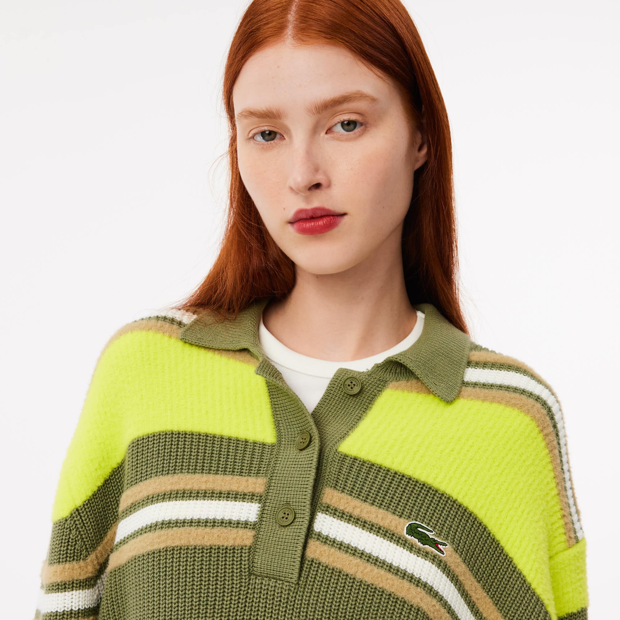 Women's Ribbed Striped Knit Polo Sweater - Sweaters