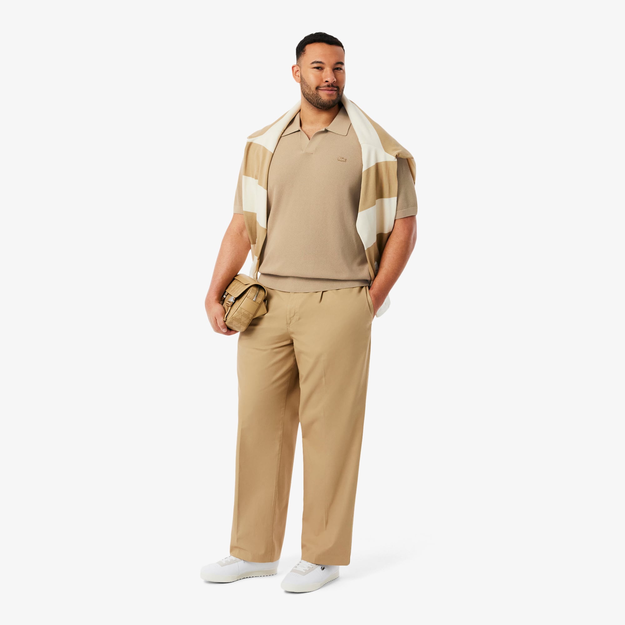 Men's Cotton Blend Open Polo Collar Sweater