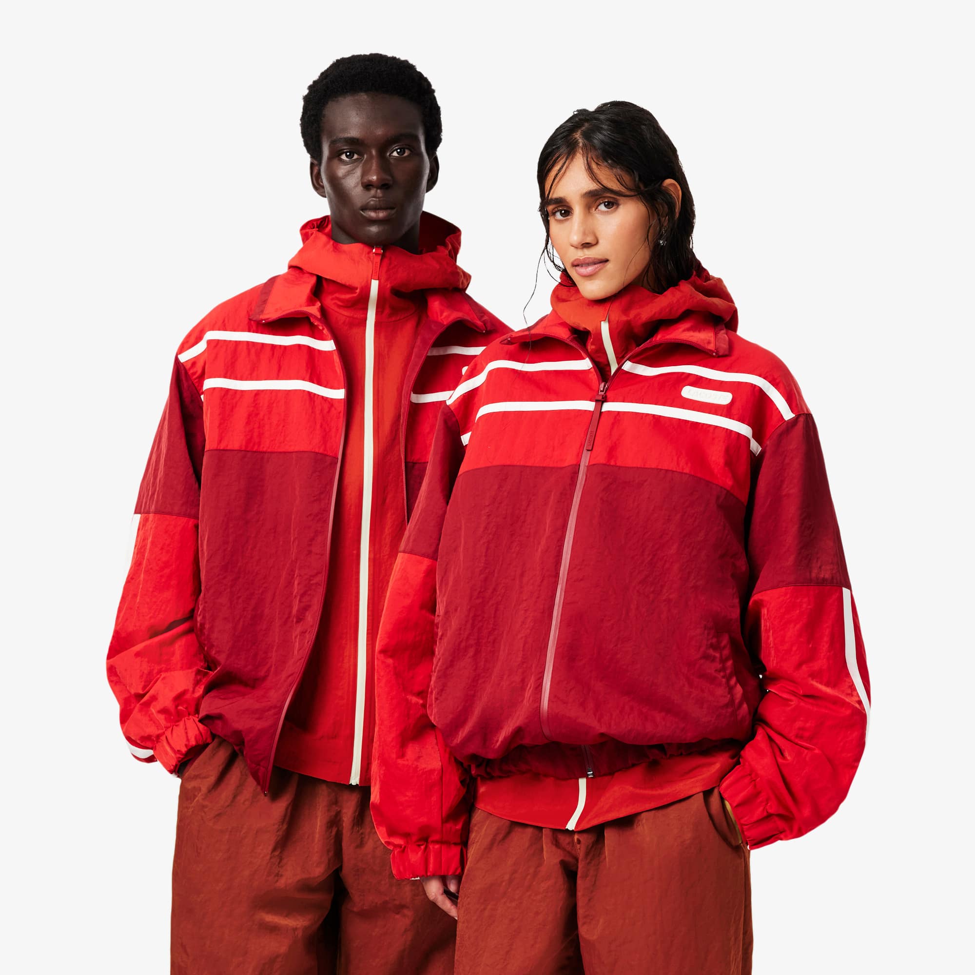 Lacoste Runway Colour-block Track Jacket In Red