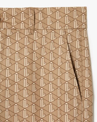 Men's Monogram Print Straight Cut Chinos