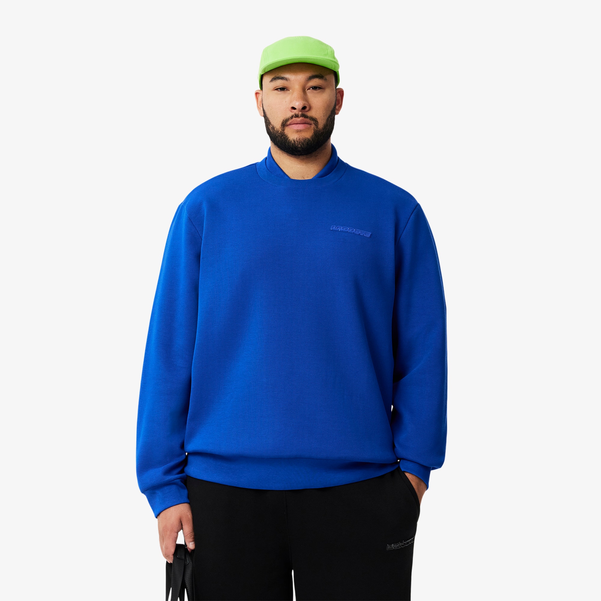Men's Piqué Badge Accent Sweatshirt - Sweaters & Sweatshirts