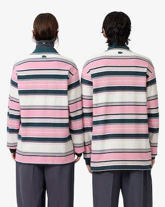 Runway Loose Fit Striped Piqu&eacute; Polo Shirt