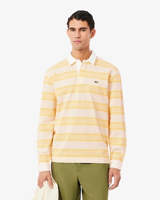 Relaxed Fit Striped Piqu&eacute; Rugby Polo