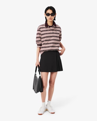 Oversized Striped Long Sleeved Polo Shirt