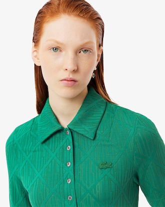 Women's Runway Slim Fit Monogram Jacquard Polo