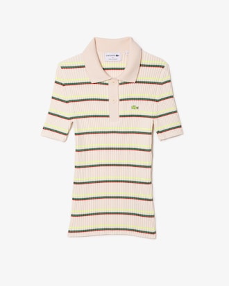 Polo ray&eacute; femme Lacoste fabriqu&eacute; en France en coton biologique