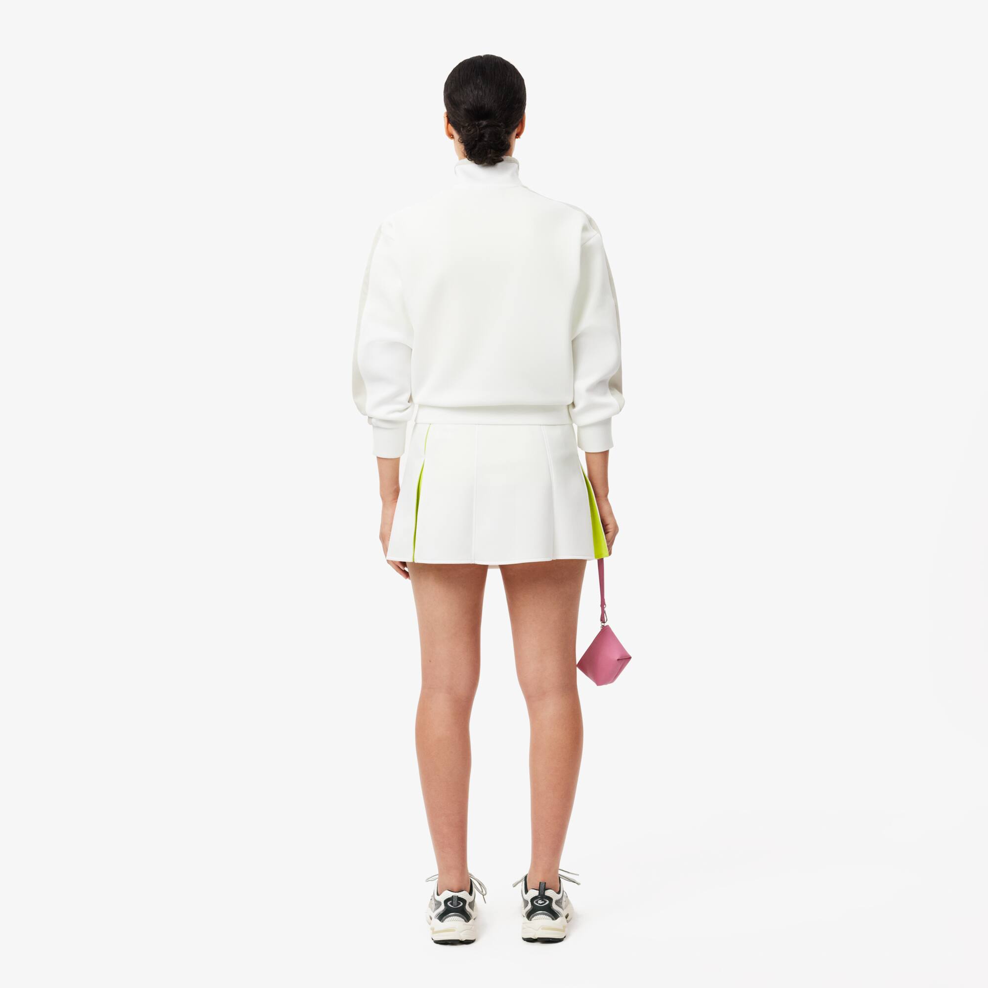 ワンピース LACOSTE Women Mid Skirts EF2655 GTI Brown Women's Adjustable Colorblock Skirt - Shorts & Skirts - New