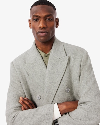 Men's Double-Breasted Chevron Wool Coat