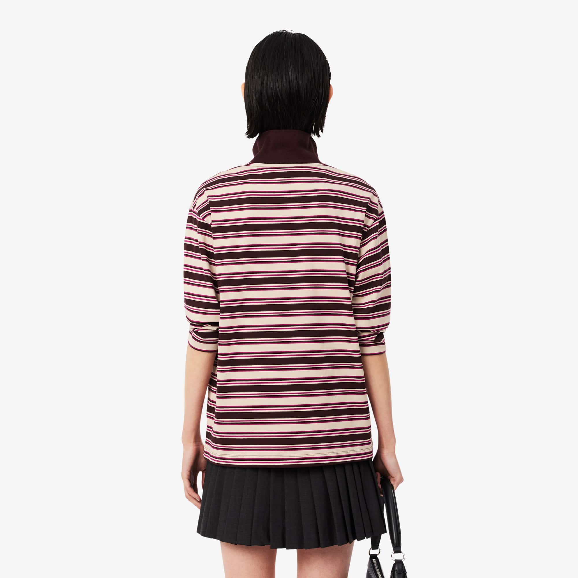 Oversized Striped Long Sleeved Polo Shirt