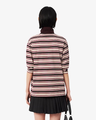 Oversized Striped Long Sleeved Polo Shirt