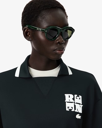 Runway Polo Shirt Collar Badge Accent Sweatshirt
