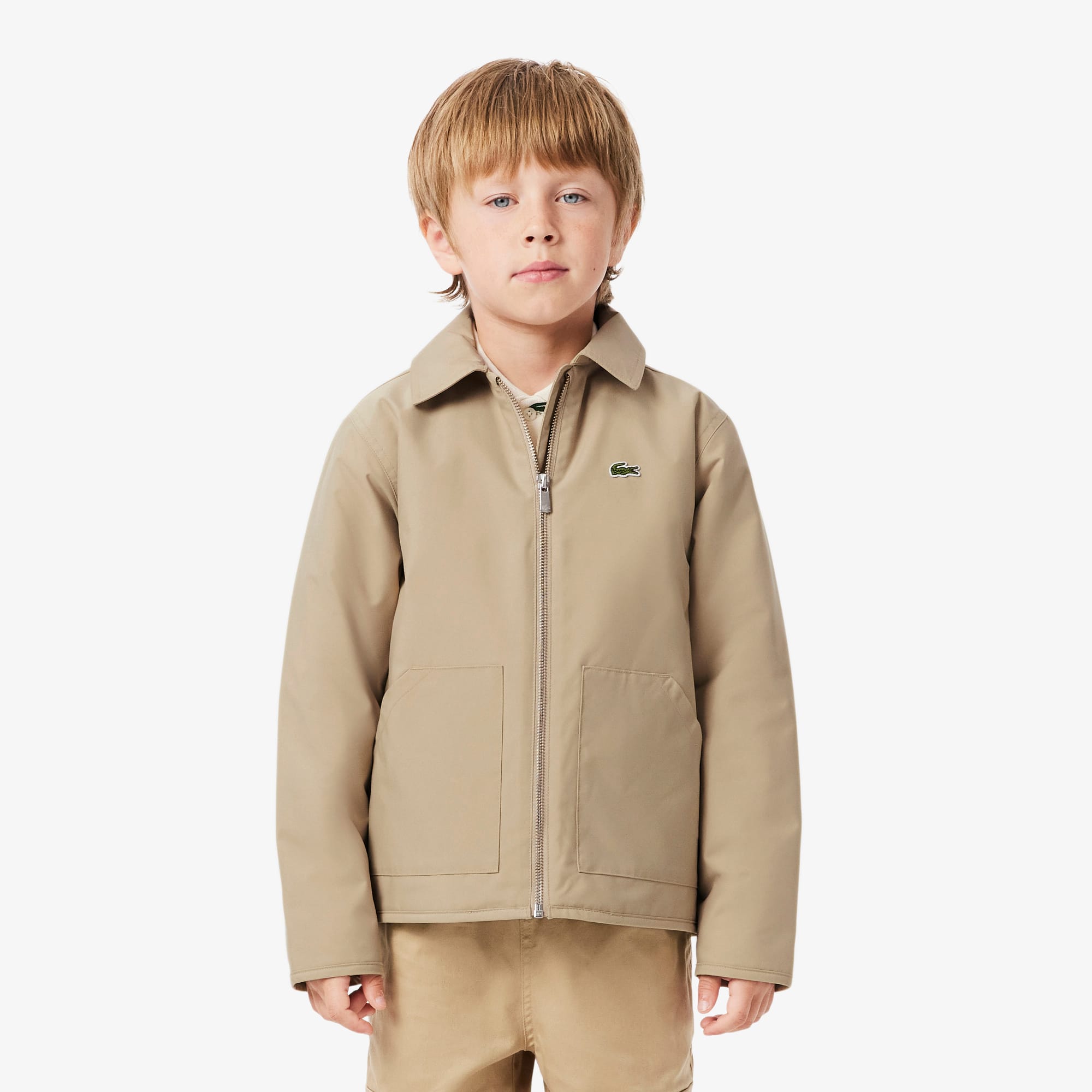 Lacoste Kids' Boys' Water-repellent Twill Harrington Jacket - 14 Years In Brown