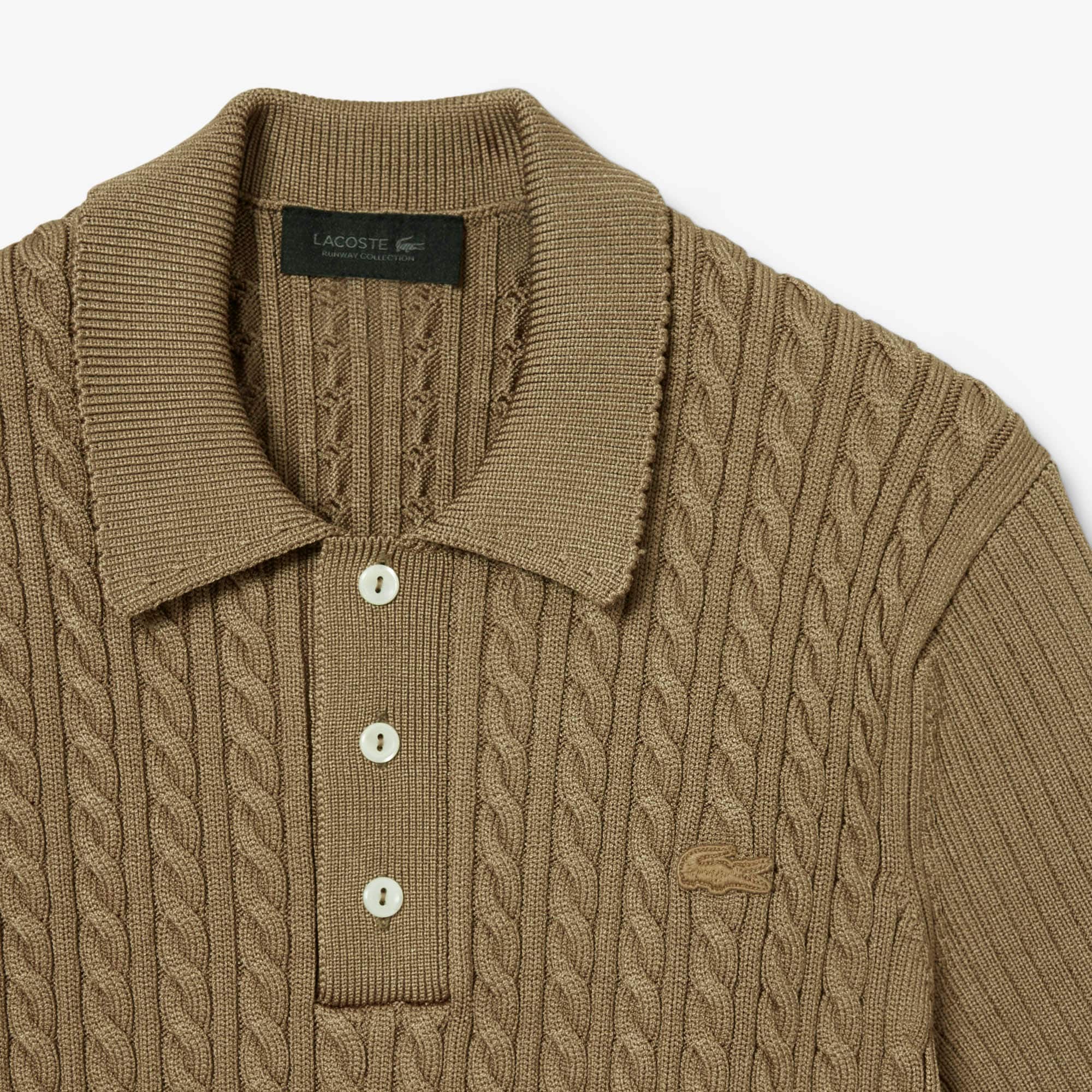 Runway Cable Knit Polo Collar Sweater - Sweaters & Sweatshirts