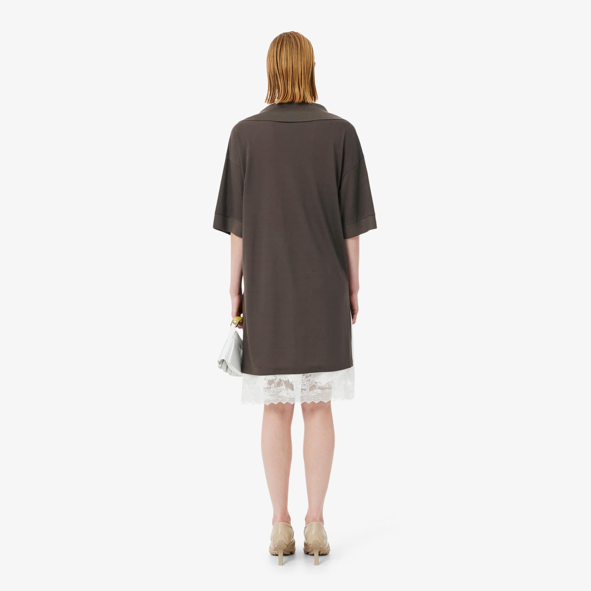 Runway Silk Piqué Polo Collar Dress