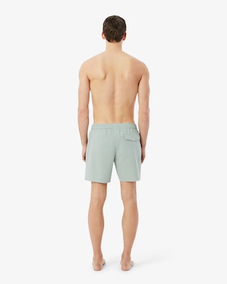 Men's Mid Length Striped Textured Swim Trunks