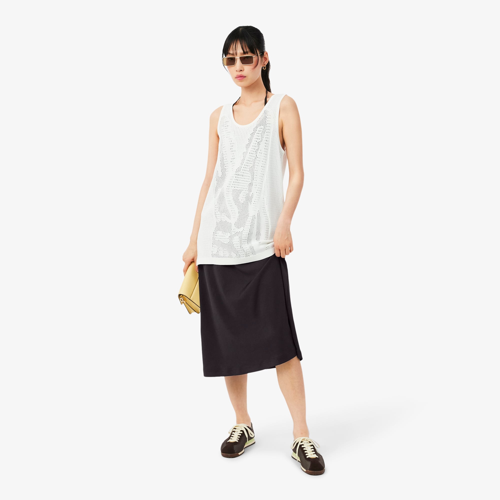 lacoste maxi dress Lacoste Runway Polo Collar Pointelle Maxi Dress
