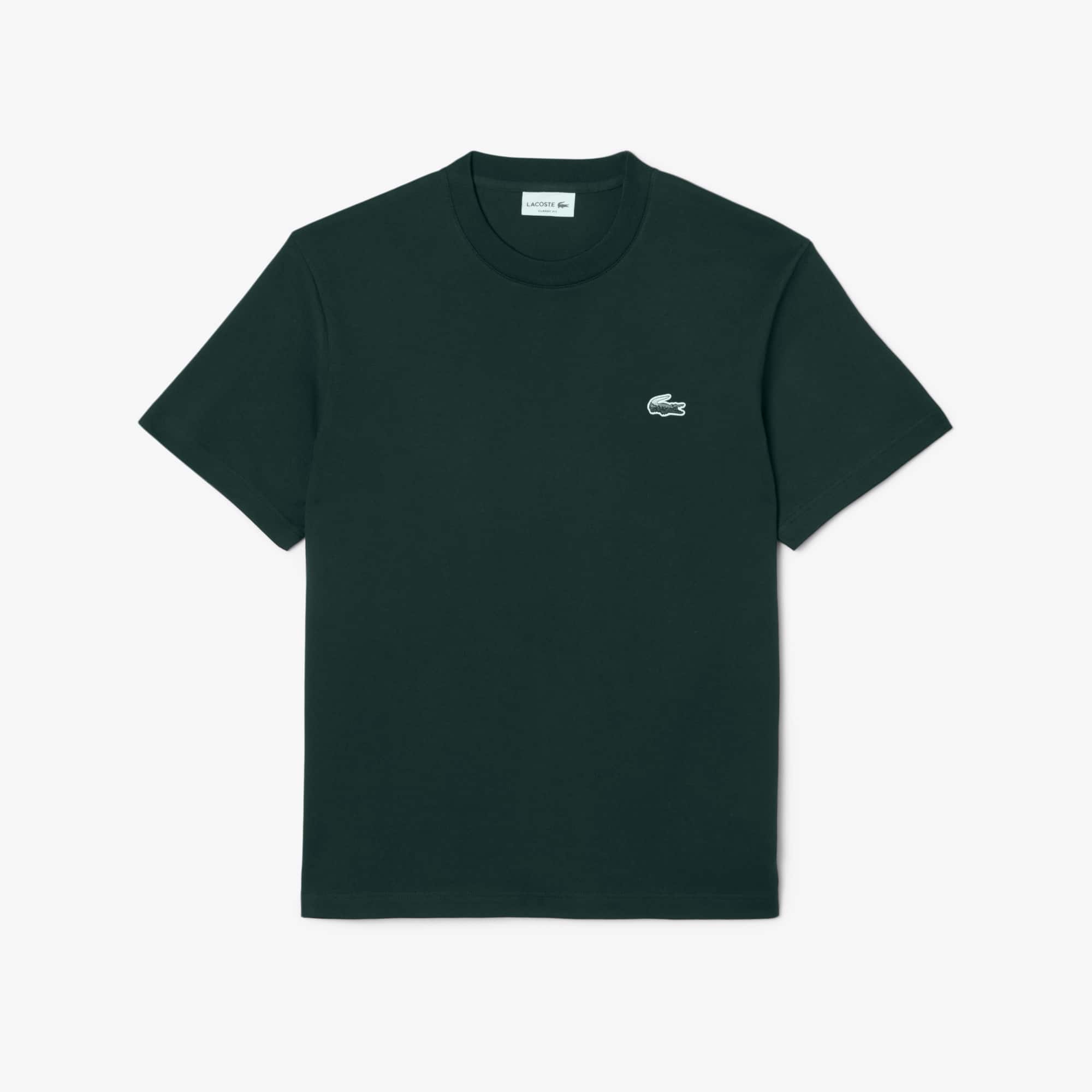 LACOSTE オリーブカラー Tシャツとショーツセット Men's Heavy Jersey Landscape Crocodile T-Shirt - Organic Cotton