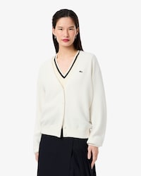 Women's V-Neck Moss Stitch Cotton Cardigan
