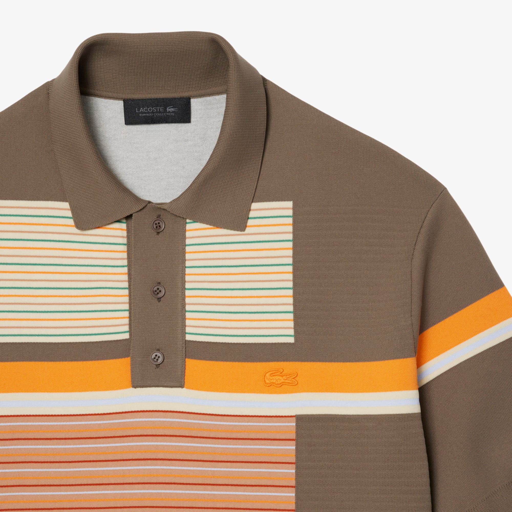 Runway Textured Stripe Polo Collar Sweater