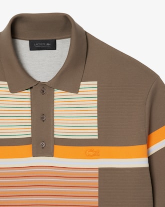 Runway Textured Stripe Polo Collar Sweater