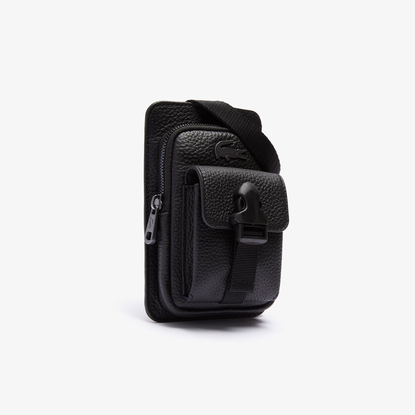 Men’s Soft Matte Grained Leather Smartphone Pouch LACOSTE