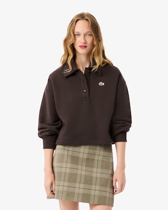 Women's Oversized Fleece Polo Collar Sweatshirt