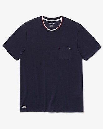 Men's Short Sleeve Three-Tone Crew Neck Pajama T-Shirt