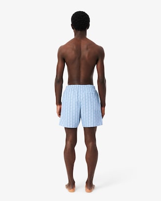 Mid Length Monogram Print Swim Trunks