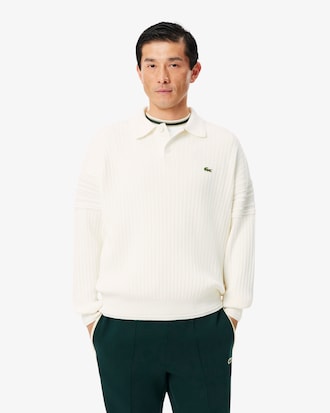 French Made Cotton Polo Collar Sweater