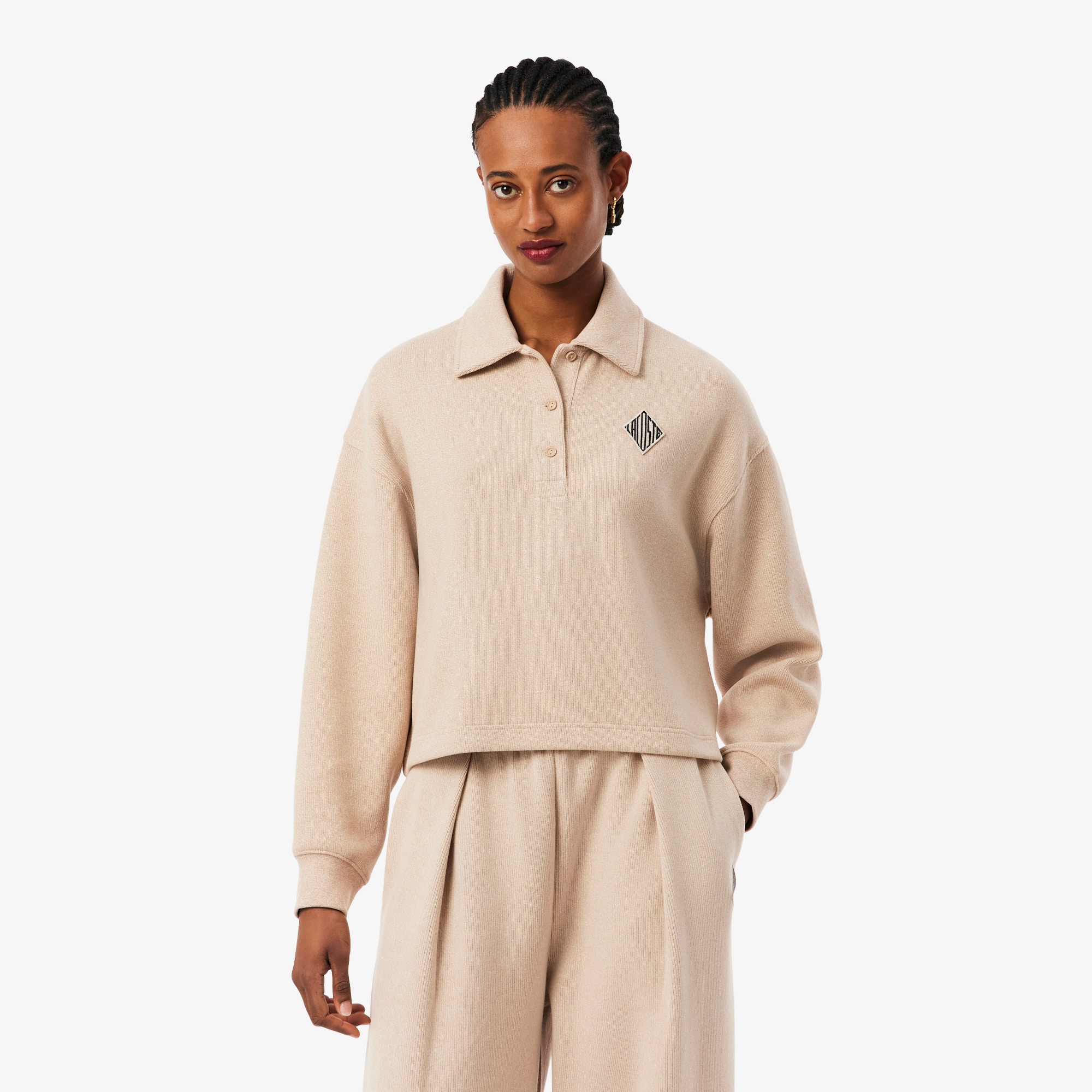 Lacoste Oversized Ribbed Polo Sweatshirt