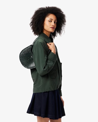 Small Chantaco Embossed Leather Half Moon Bag