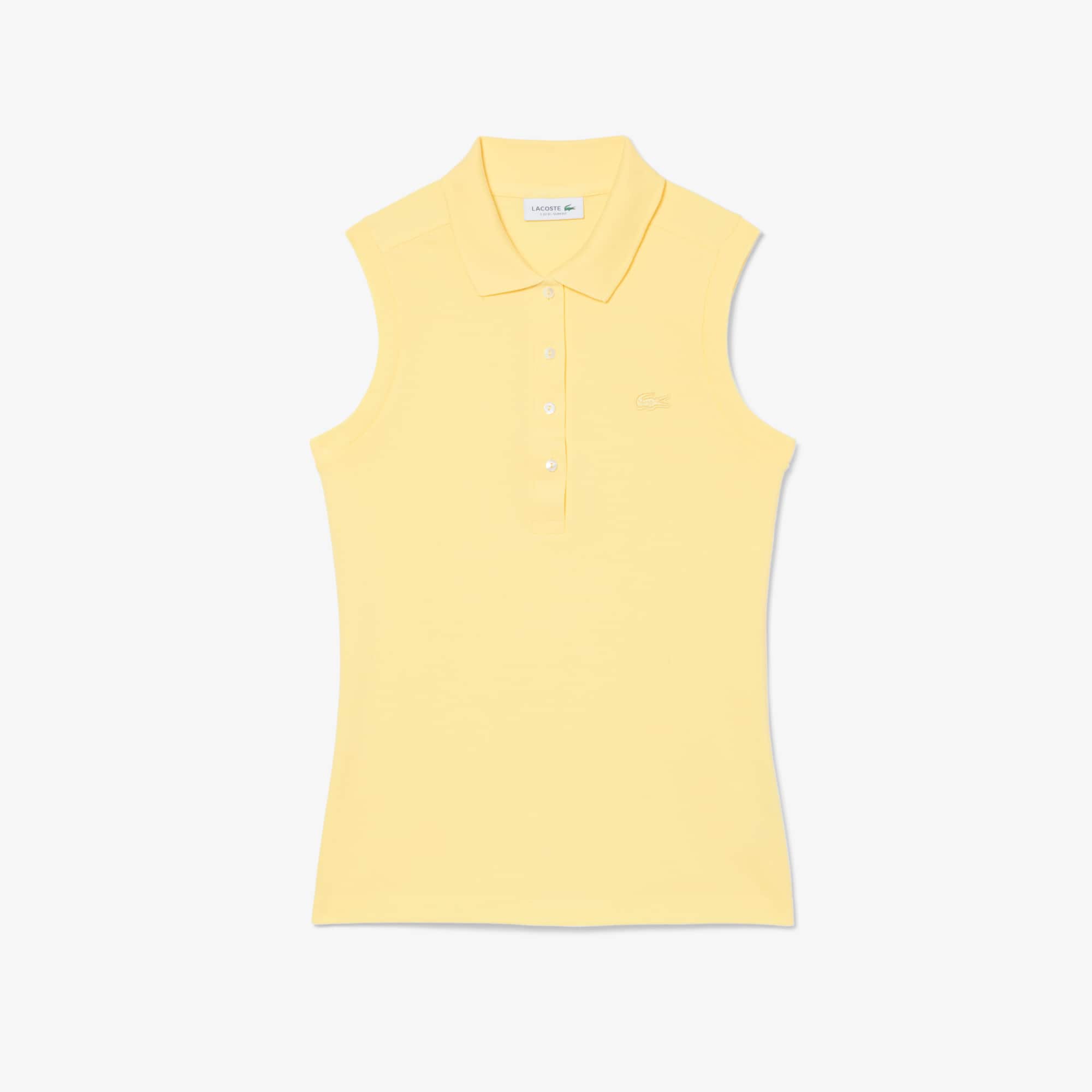 Lacoste Women's Slim Fit L.12.d Sleeveless Stretch Polo - 38 In Yellow