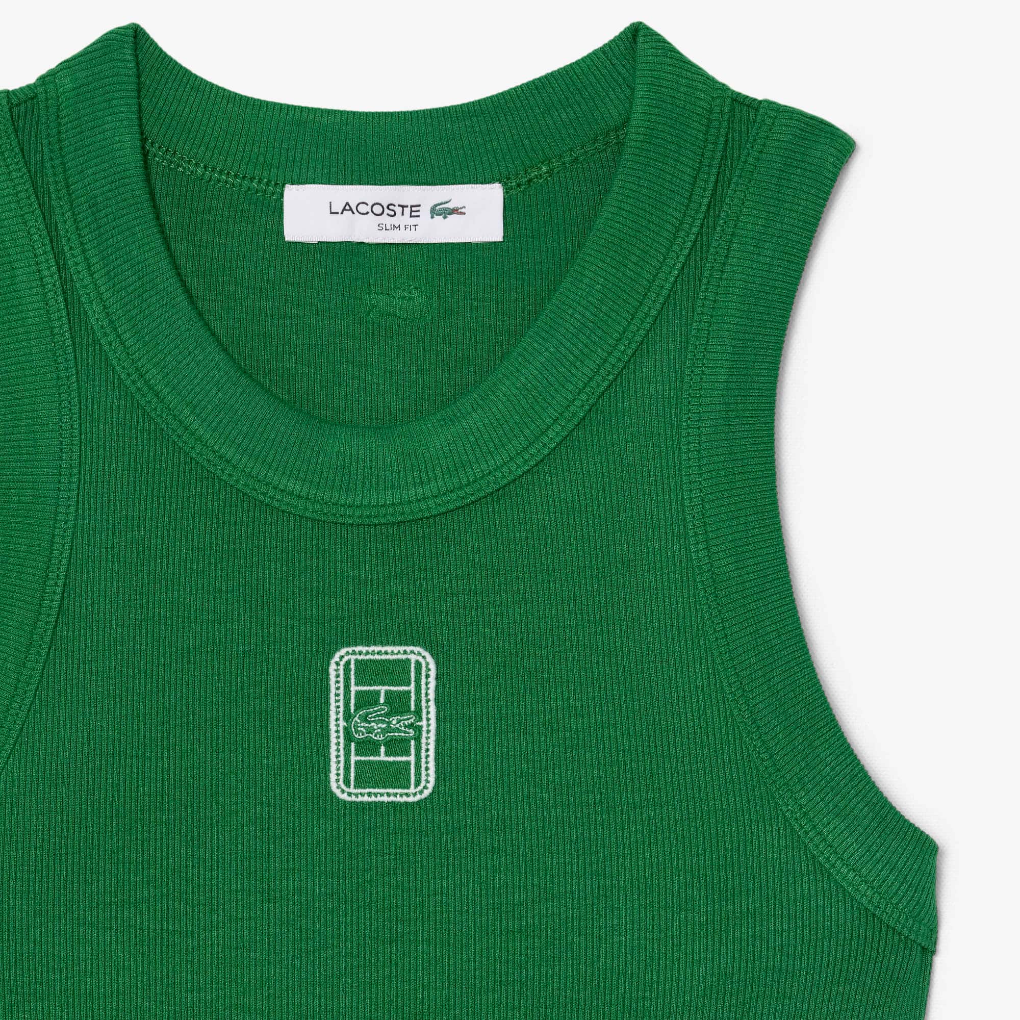 Slim Fit Badge Accent Rib Knit Tank Top
