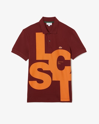 Men's Regular Fit Contrast Lettering Petit Piqu&eacute; Polo Shirt