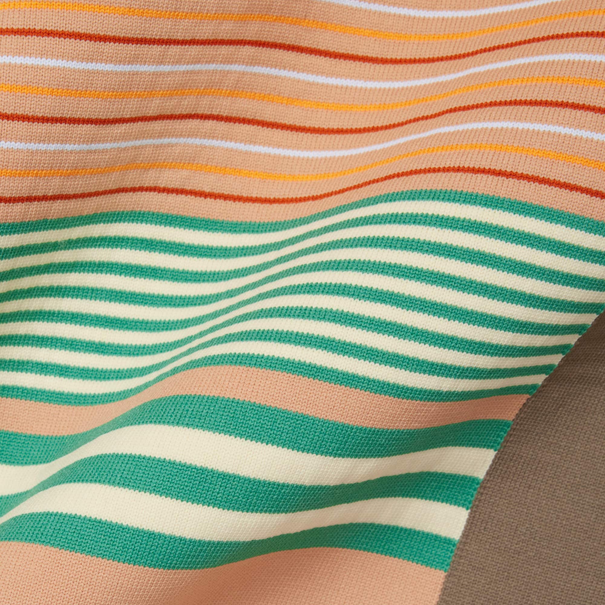 Runway Textured Stripe Polo Collar Sweater