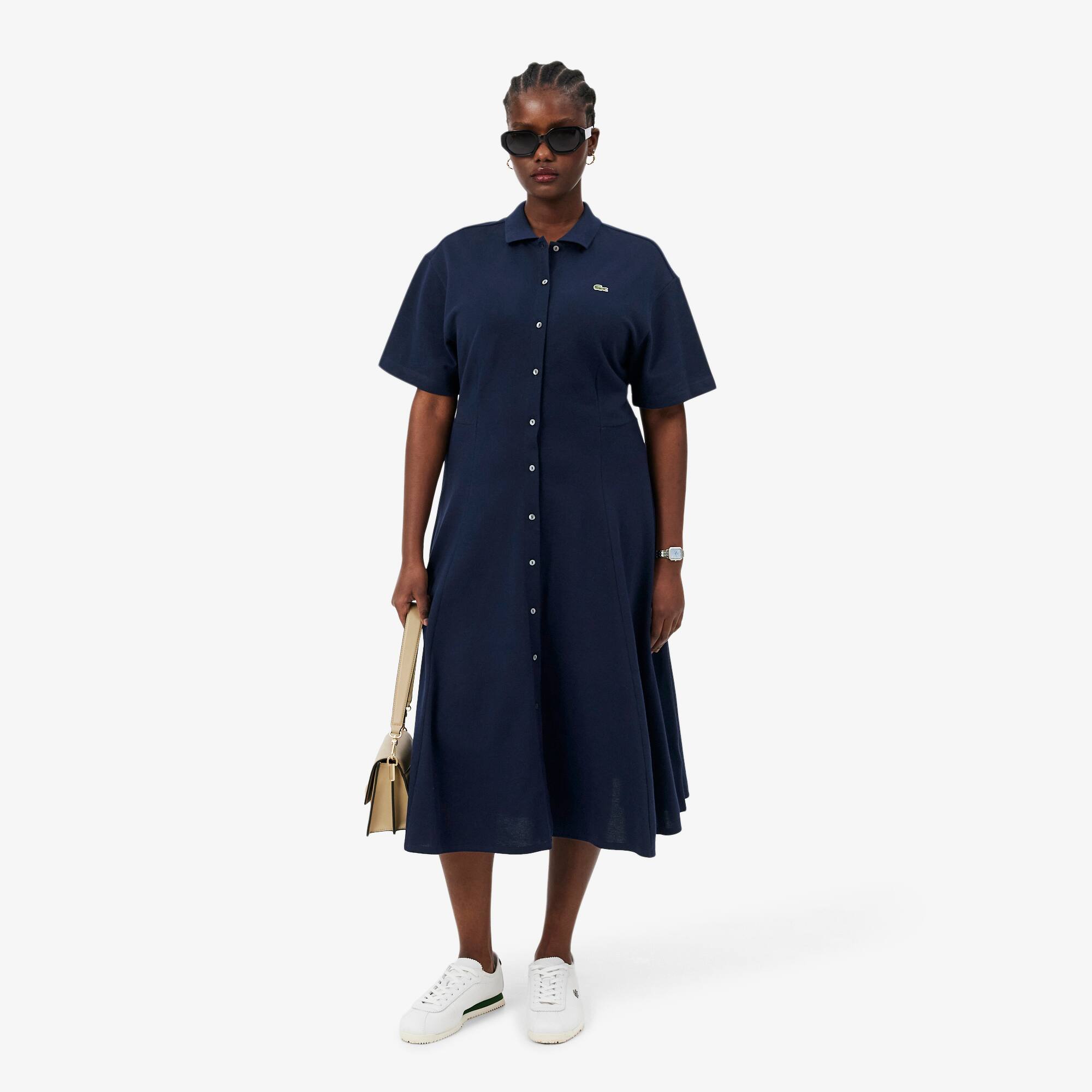 Women's Flared Mini-Piqué Polo Dress - Dresses - New In 2026 | Lacoste