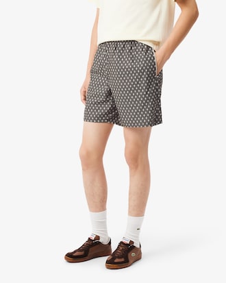Relaxed Fit Printed Cotton Blend Shorts