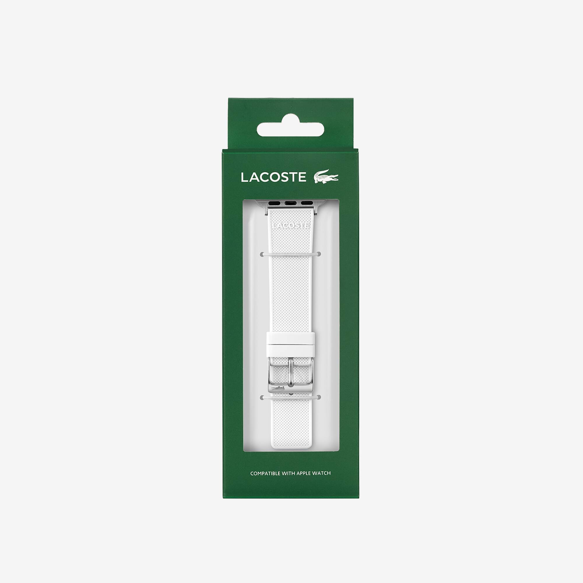 LACOSTE★ロゴ入りメッシュAPPLE WATCH シリコンストラップwhite LACOSTE☆ロゴ入りメッシュAPPLE WATCH シリコンストラップwhite
