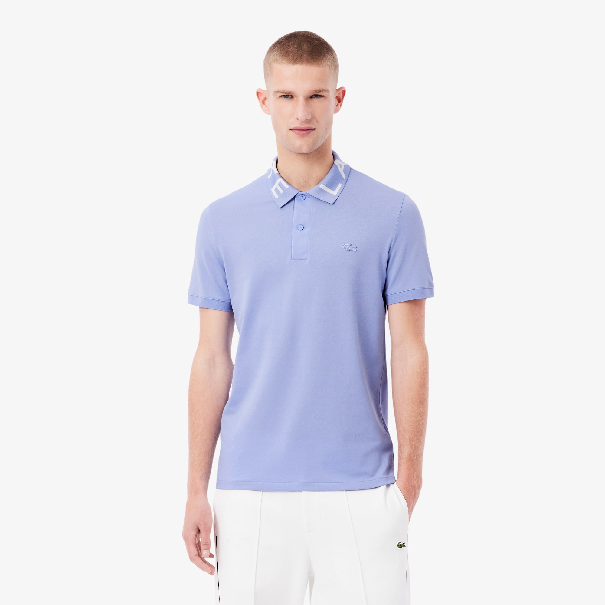 Lacoste Polo Slim Fit con Detalle de Letras en Cuello para Hombre Purpura