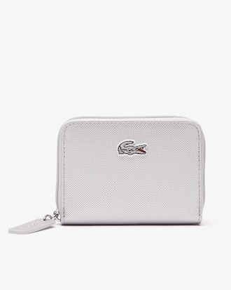 Women's Silver Canvas L.12.12 Zipped Wallet