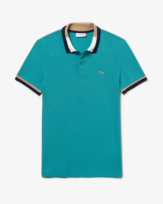 Polo slim fit en piqu&eacute; de coton avec d&eacute;tails contrast&eacute;s