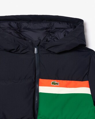 Kids' Contrast Stripe Hooded Puffer Jacket