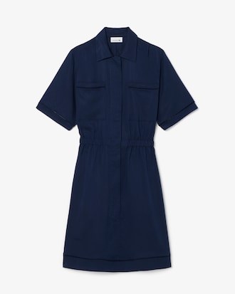 Fluid Linen Blend Shirt Dress