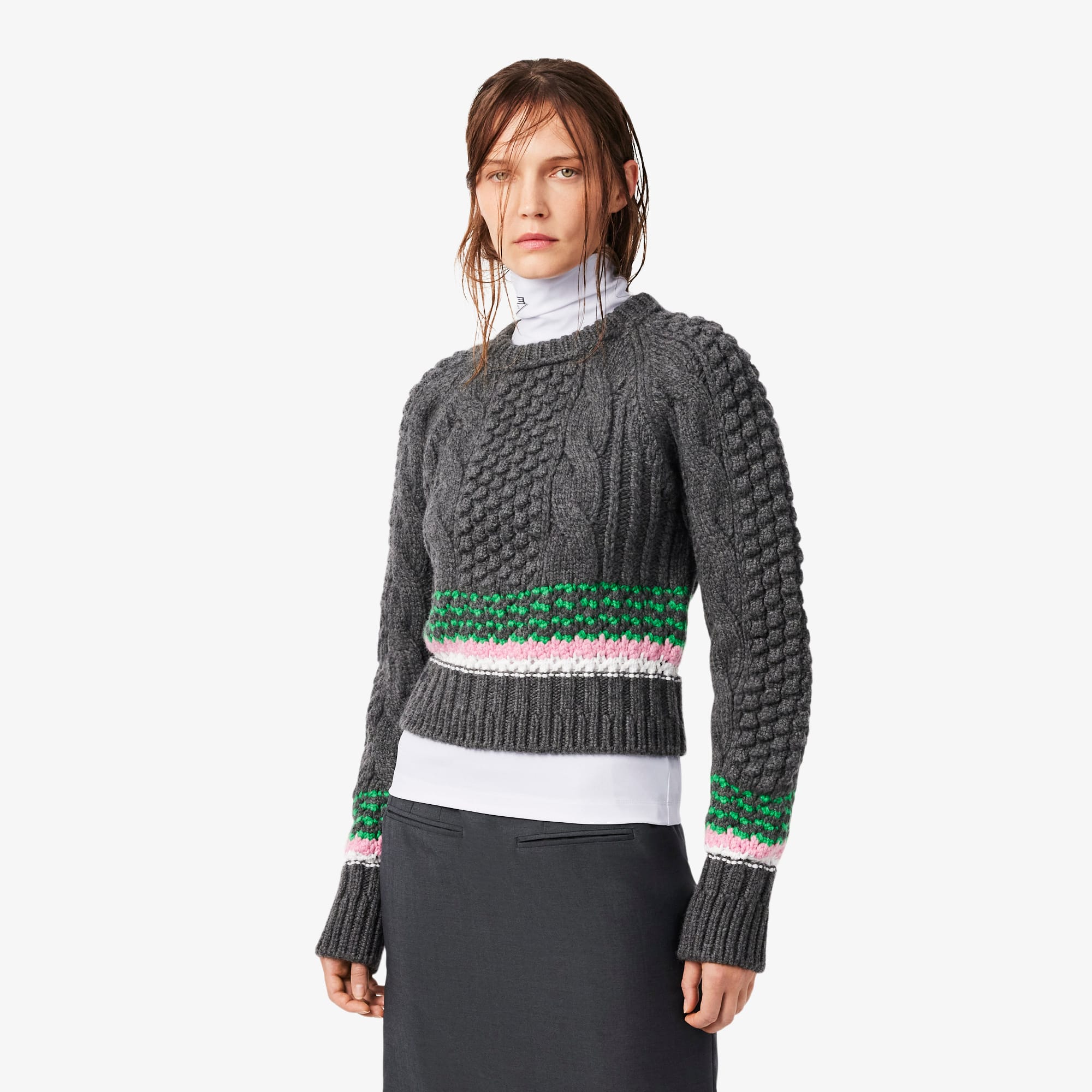 Runway Striped Textured Wool Sweater - Sweaters & Sweatshirts