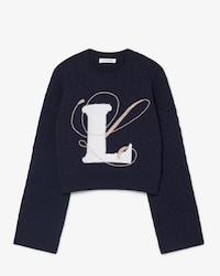 Embroidered Intarsia Cable Knit Sweater