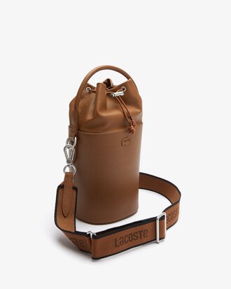 Petit sac seau Chantaco en cuir piqu&eacute; avec bandouli&egrave;re sigl&eacute;e