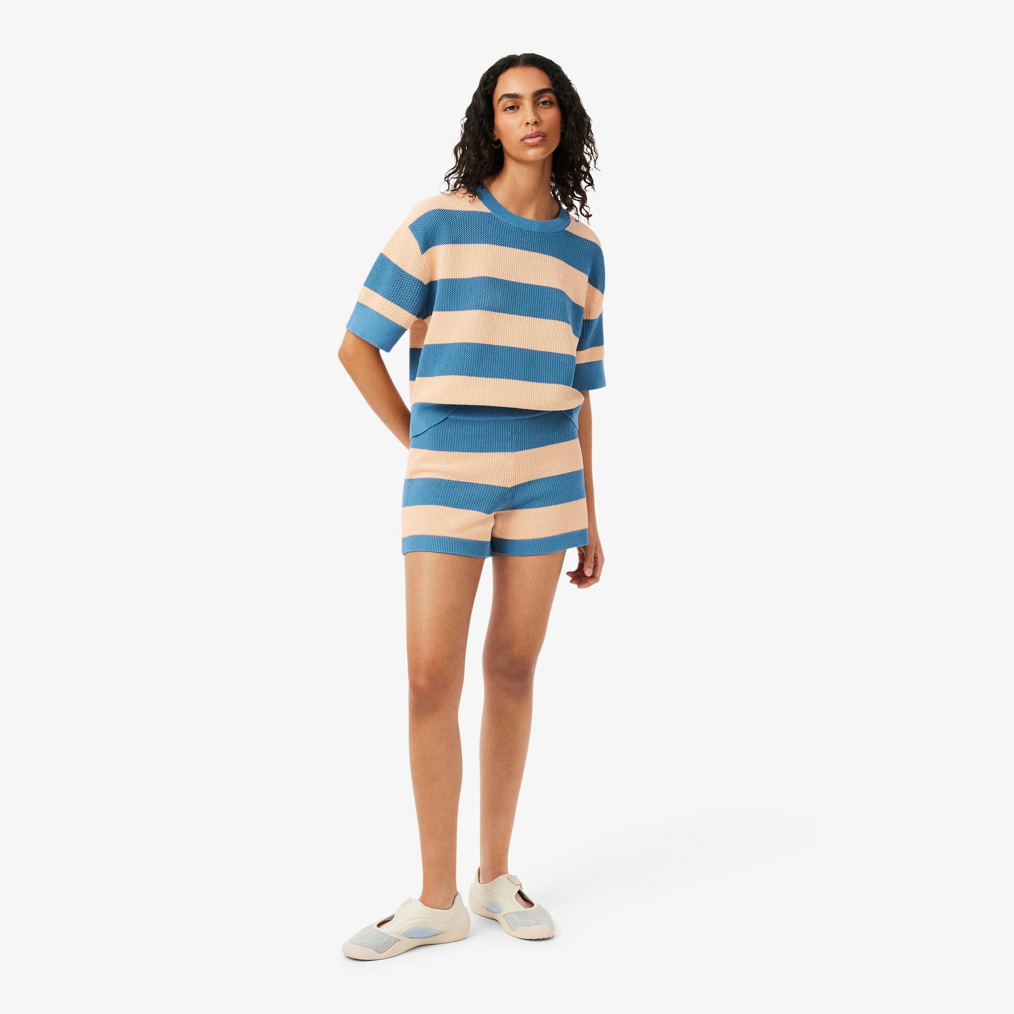 Striped Mesh Knit Shorts