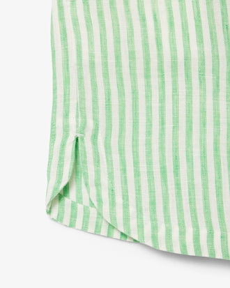 Pantalones cortos de lino a rayas de corte relajado para mujer
